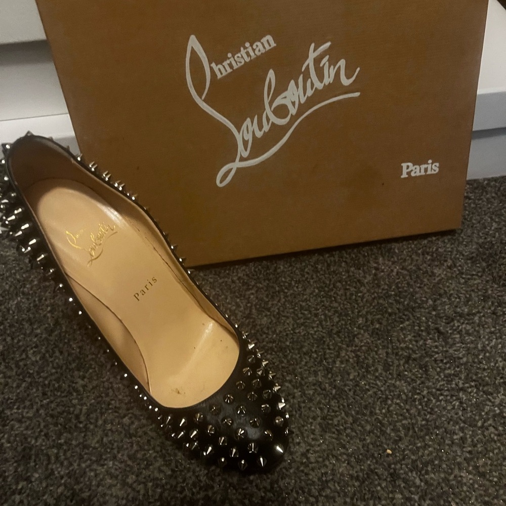 Christian Louboutin Black Spiked Flats
